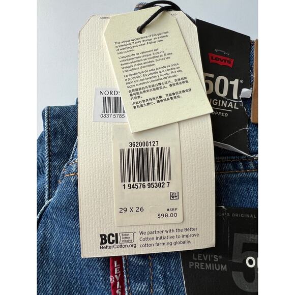 Levi's Women's 501 High-Rise Straight Leg Medium Wash Button Fly Cropped size 29 - Picture 10 of 14
